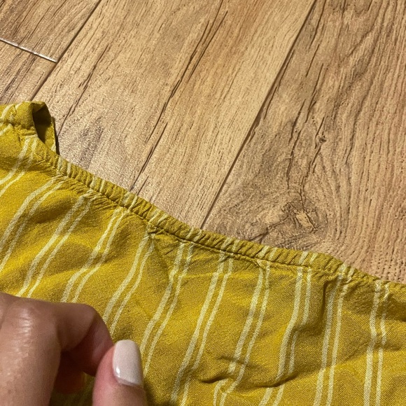 Blue Rain mustard yellow wrap shirt with ruffle short sleeve - Picture 6 of 7